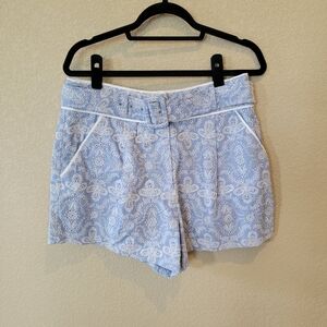 NEW Veronica Beard Hobbes Cotton Eyelet Belted Shorts, Size 12